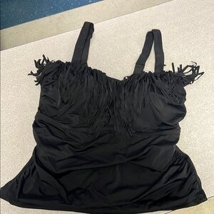 Black fringe tankini